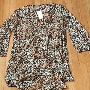 Jordan Taylor V Neck Leopard Print Long sleeve Beach Cover up M